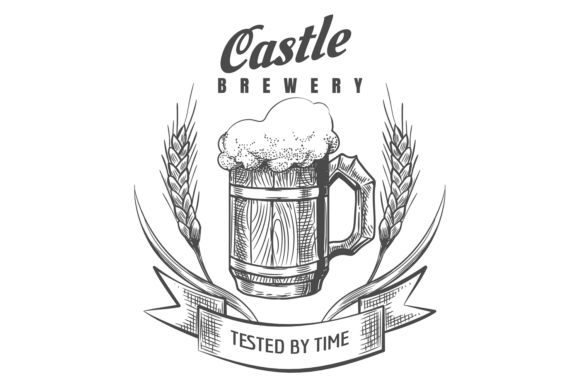 A Rustic Castle Brewery Logo for Crafted Drinkware