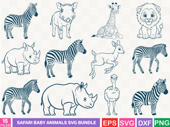 A Safari Baby Animals SVG Bundle for Editorial Graphics
