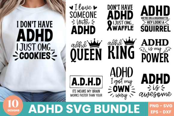An ADHD SVG Bundle for Graphics and T-Shirt Designs