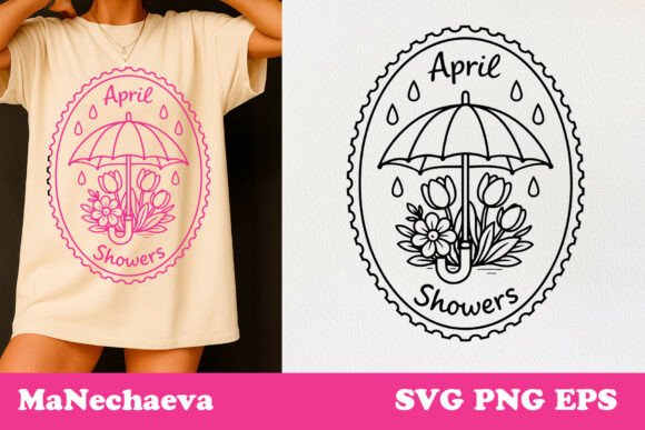 April Showers Stamp: A Vintage Graphic for T-Shirts & Crafting