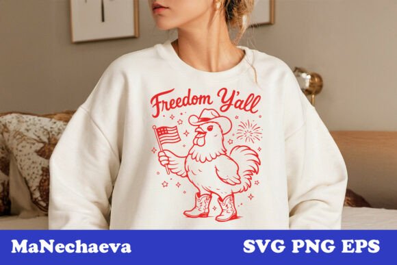 Cute Patriotic Chicken Cowboy SVG for T-Shirt Graphics