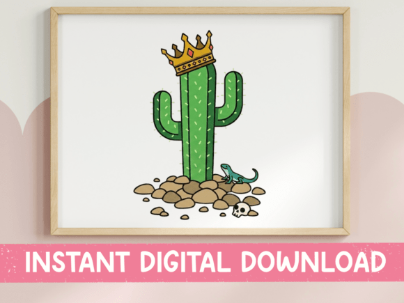 Evaluating Crowned Cactus Graphics for T-Shirt Designs and Commercial Products