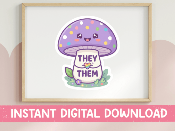 My Shop Review: The They Them Purple Mushroom Graphics for T-Shirt Designs