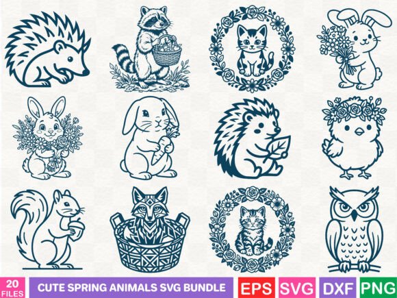 Spring Animals Graphics for Small Business Illustrations